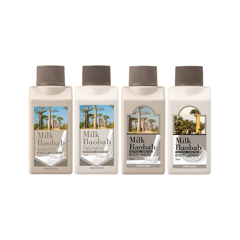 [Milk Baobab] Travel Kit 70mL x 4pcs / White Musk / White Soap / Baby Powder