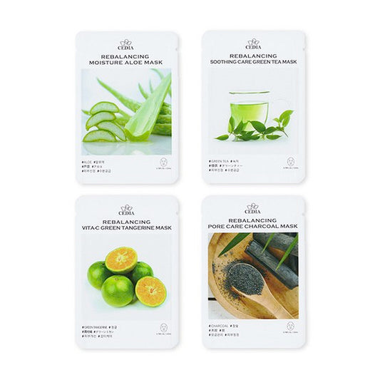 [Cedia] Rebalancing Mask 10pcs Aloe/Green Tea/Green Tangerine/Charcoal/K-Beauty