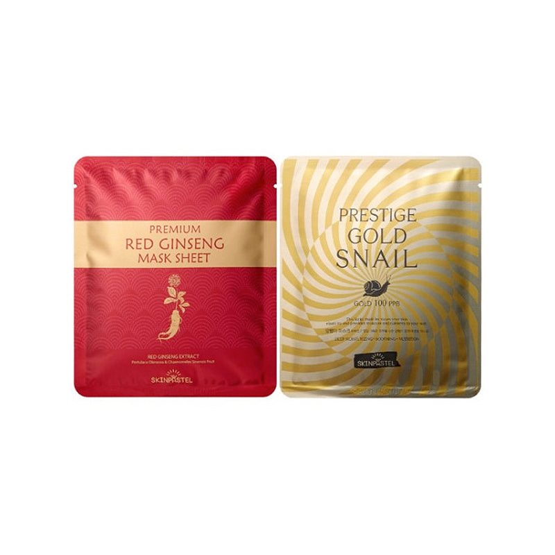 [SKIN PASTEL] Premiun Red Ginseng Mask Sheet 10pcs / Prestige Gold Snail Mask Sheet 10pcs